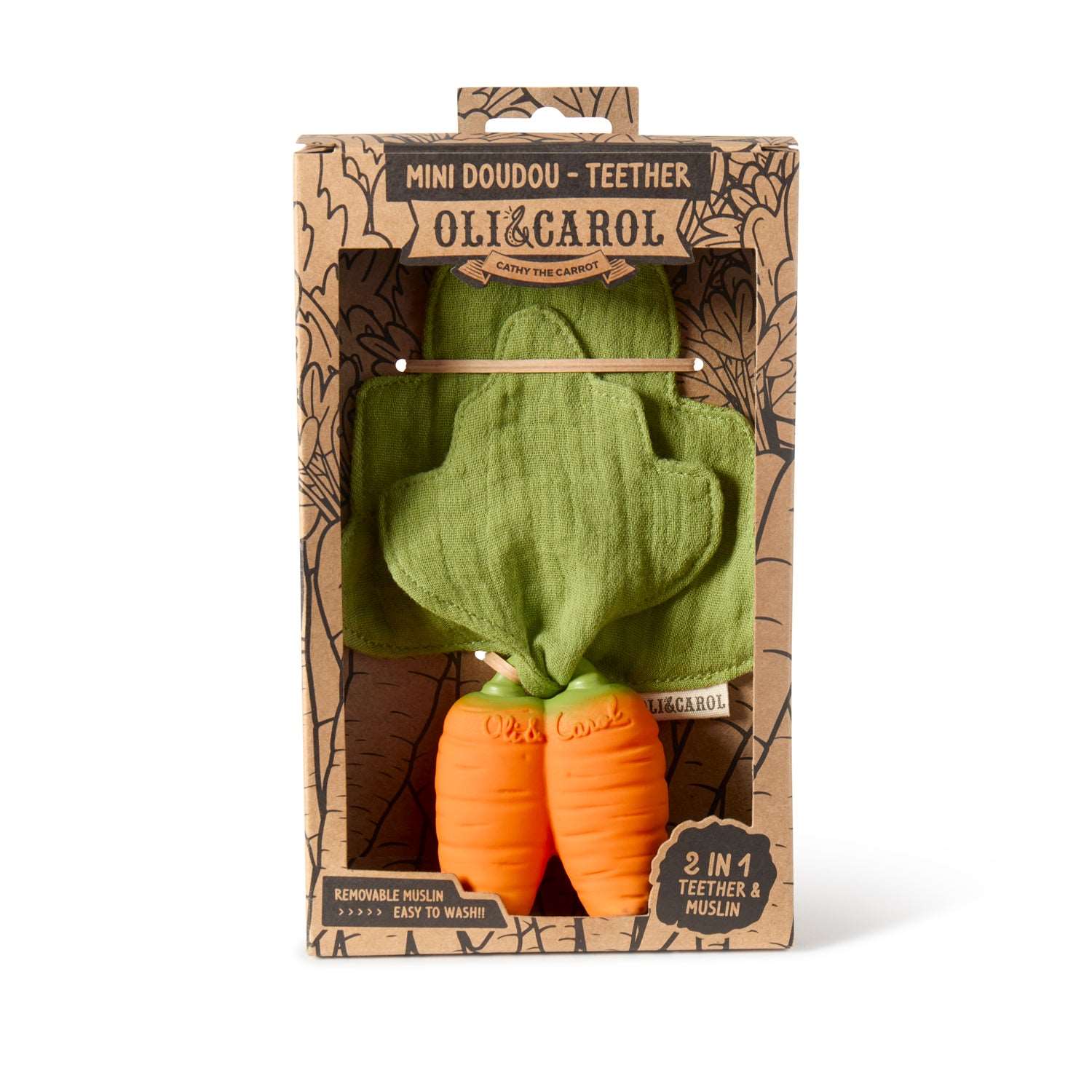 Cathy the Carrot Mini Doudou-Teether - Image 3
