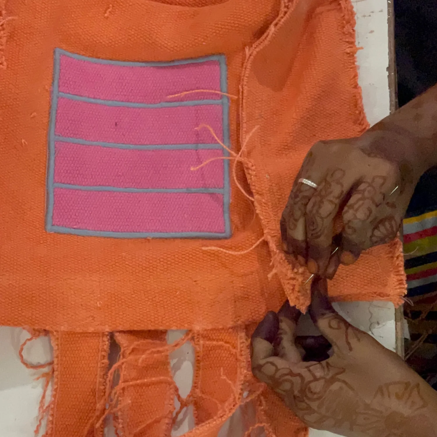 Fabric Handbag Orange Cell - Image 4