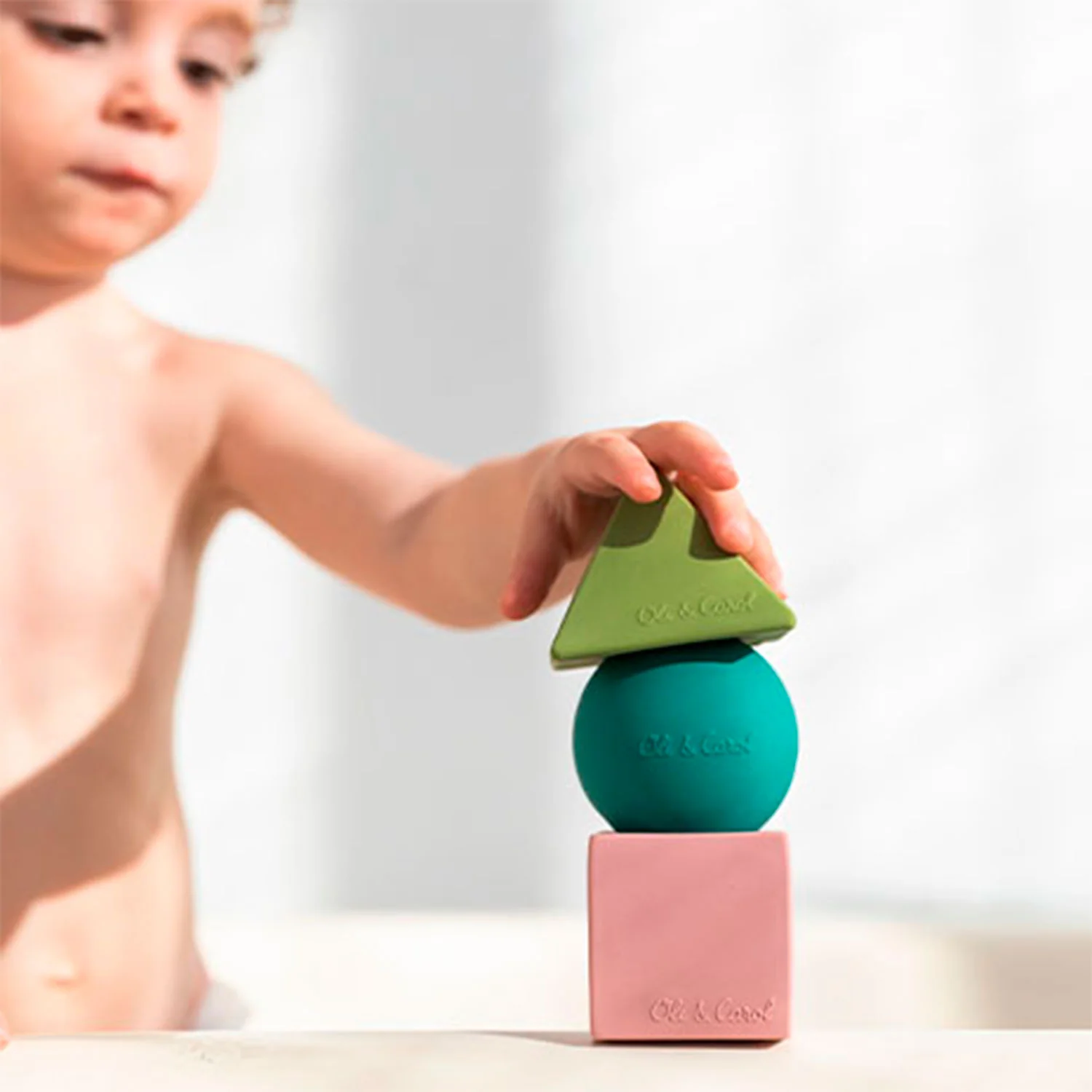 3 Geometric Figures Soft Colors Baby Stacking Toy Blocks - Image 3