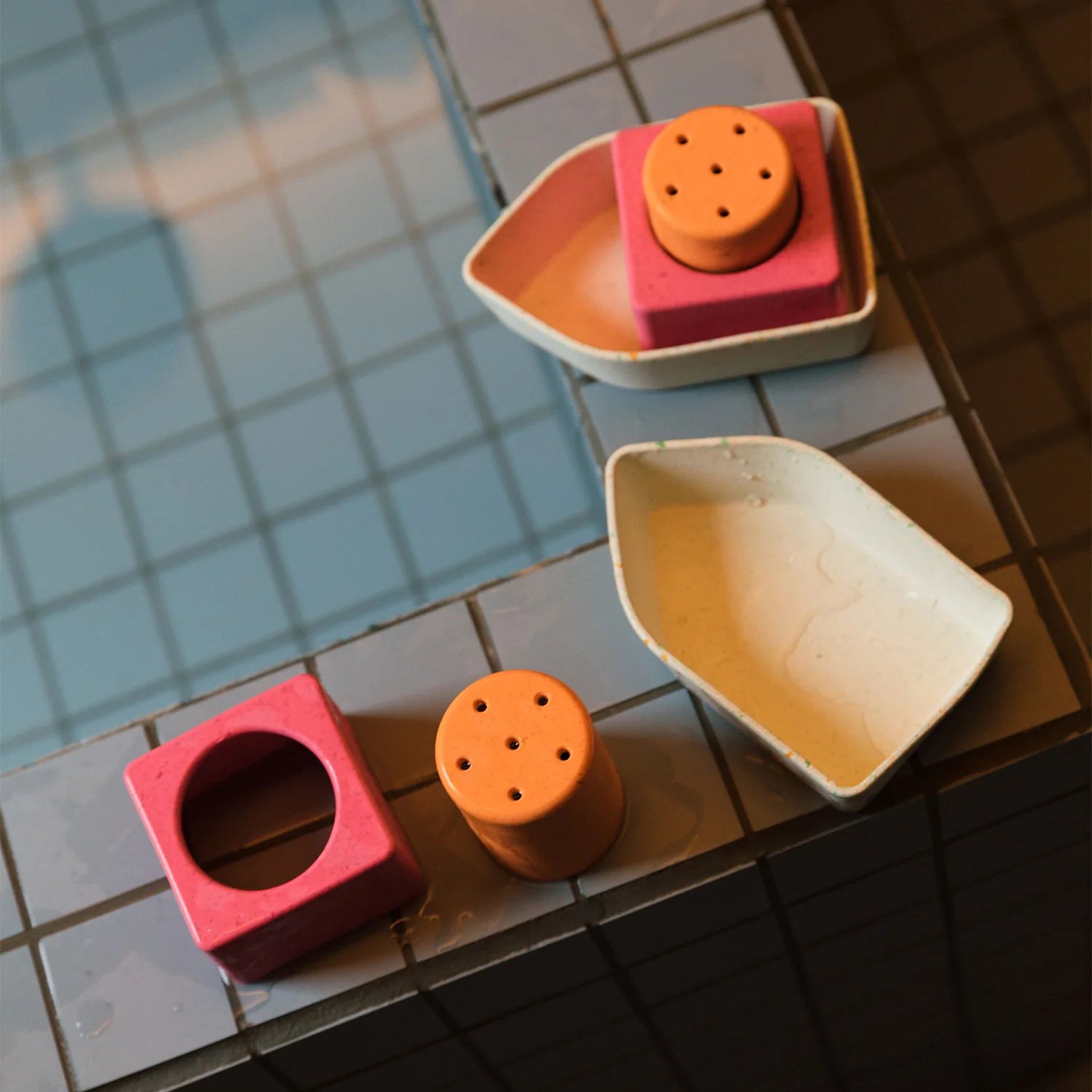 Upcycled Rubber Bath Toy Boat Orange - Image 5